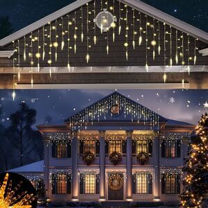 Joyfy -  416 LED Warm White Christmas Icicle Lights,  Off-White